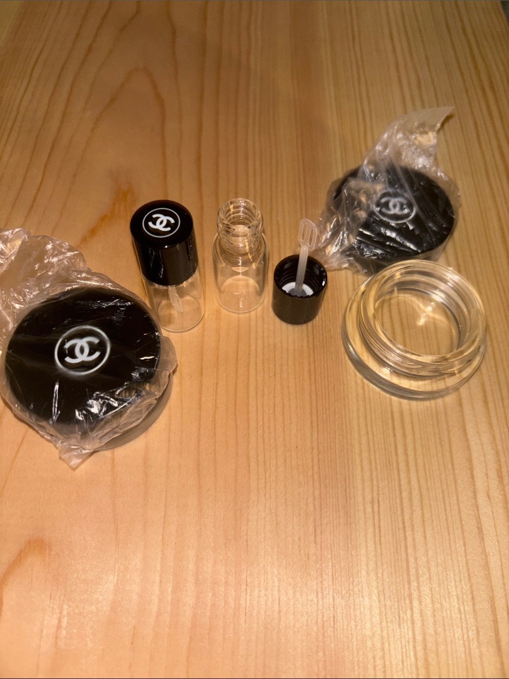 CHANEL Black & Clear Travel Cosmetic Jar and Mini Vial Set